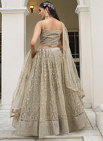 Thumbnail for Vegaa Fashion Ivory Butterfly Net Embroidery Thread Designer Lehenga