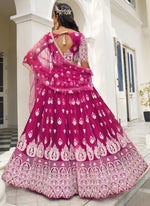 Thumbnail for Vegaa Fashion Pink Butterfly Net Embroidery Thread Designer Lehenga