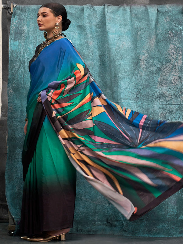 NOZ2TOZ Women's Crepe Multi Color Printed Designer Saree With Blouse Piece - Distacart