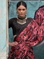 Thumbnail for NOZ2TOZ Women's Crepe Black Printed Designer Saree With Blouse Piece - Distacart