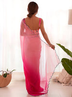 Thumbnail for NOZ2TOZ Women's Georgette Pink Embellished Designer Saree With Blouse Piece - Distacart