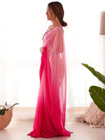 Thumbnail for NOZ2TOZ Women's Georgette Pink Embellished Designer Saree With Blouse Piece - Distacart