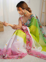 Thumbnail for NOZ2TOZ Women's Georgette Pink Embellished Designer Saree With Blouse Piece - Distacart