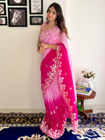 Thumbnail for NOZ2TOZ Women's Georgette Pink Embellished Designer Saree With Blouse Piece - Distacart