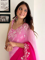 Thumbnail for NOZ2TOZ Women's Georgette Pink Embellished Designer Saree With Blouse Piece - Distacart