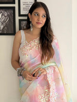 Thumbnail for NOZ2TOZ Women's Georgette Multi Color Embellished Designer Saree With Blouse Piece - Distacart