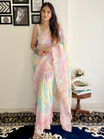 Thumbnail for NOZ2TOZ Women's Georgette Multi Color Embellished Designer Saree With Blouse Piece - Distacart