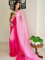 Thumbnail for NOZ2TOZ Women's Georgette Pink Embellished Designer Saree With Blouse Piece - Distacart