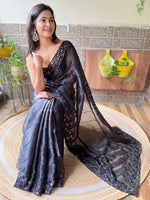 Thumbnail for NOZ2TOZ Women's Organza Black Embellished Designer Saree With Blouse Piece - Distacart