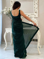 Thumbnail for NOZ2TOZ Women's Georgette Green Embellished Designer Saree With Blouse Piece - Distacart