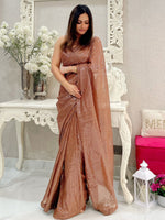 Thumbnail for NOZ2TOZ Women's Georgette Brown Embellished Designer Saree With Blouse Piece - Distacart