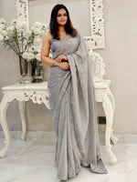 Thumbnail for NOZ2TOZ Women's Georgette Grey Embellished Designer Saree With Blouse Piece - Distacart