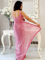 Thumbnail for NOZ2TOZ Women's Georgette Pink Embellished Designer Saree With Blouse Piece - Distacart