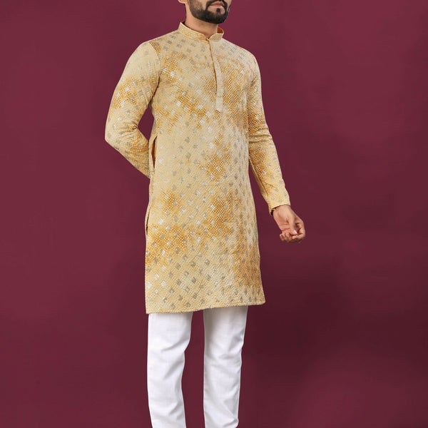 Anaita Yellow Chikankari Work Viscose Rayon Straight Kurta - Distacart