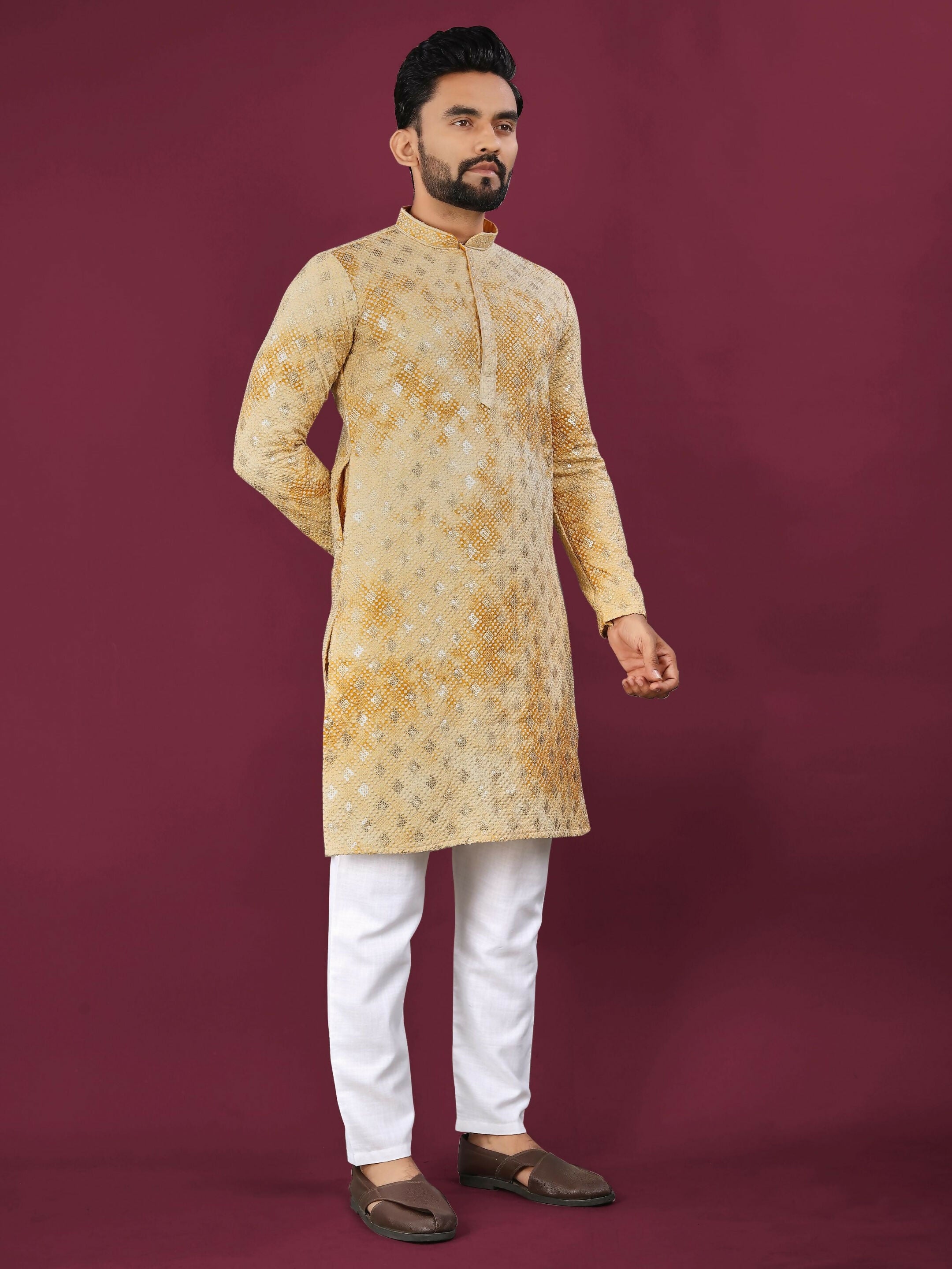 Anaita Yellow Chikankari Work Viscose Rayon Straight Kurta - Distacart