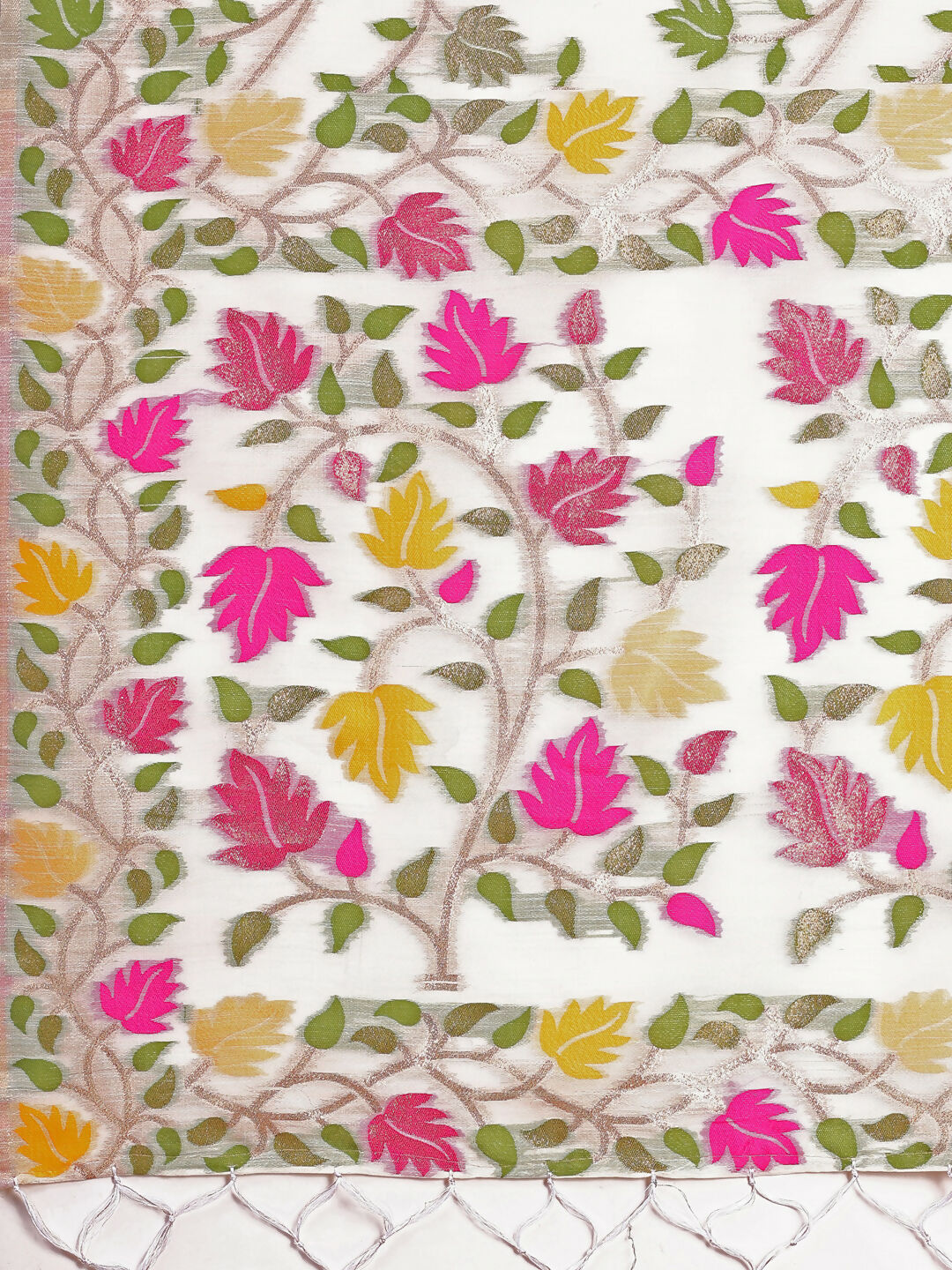 Astita Linen Cotton White Saree