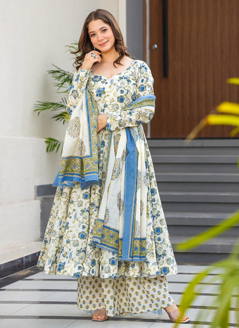 Vegaa Fashion Off White Muslin Digital Print Designer Salwar Suit - Distacart