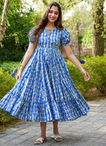 Thumbnail for Vegaa Fashion Blue Rayon Digital Print Designer Western Gown - Distacart