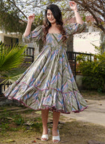 Thumbnail for Vegaa Fashion Multi Color Rayon Digital Print Designer Western Gown - Distacart