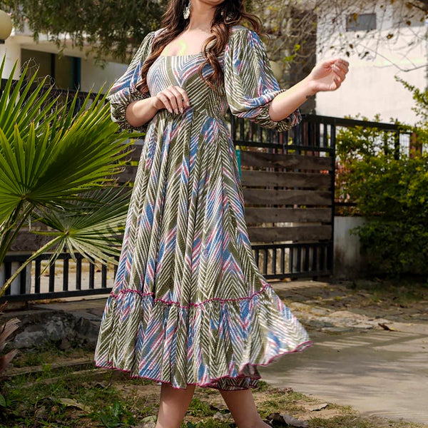 Vegaa Fashion Multi Color Rayon Digital Print Designer Western Gown - Distacart