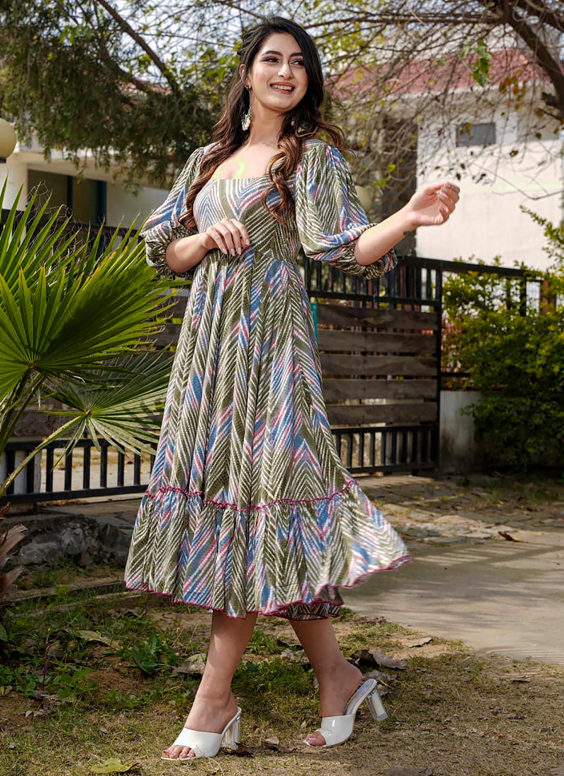 Vegaa Fashion Multi Color Rayon Digital Print Designer Western Gown - Distacart