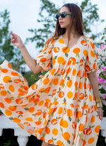 Thumbnail for Vegaa Fashion Off White Rayon Digital Print Designer Western Gown - Distacart