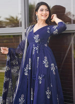 Thumbnail for Vegaa Fashion Royal Blue Pure Muslin Digital Printed Designer Salwar Suit - Distacart