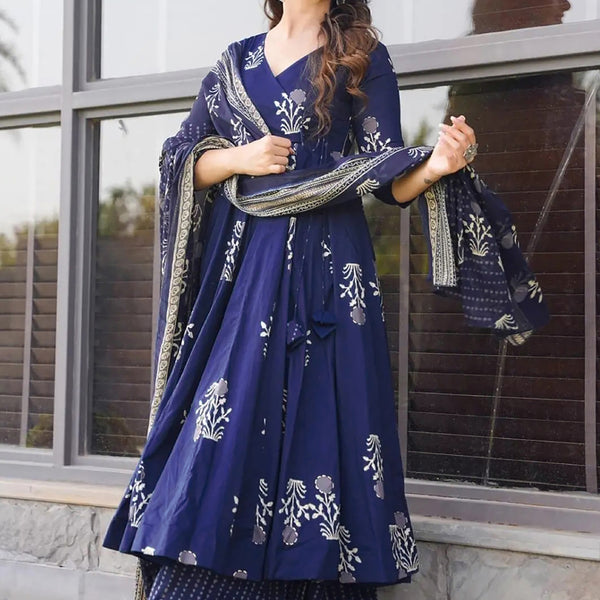 Vegaa Fashion Royal Blue Pure Muslin Digital Printed Designer Salwar Suit - Distacart