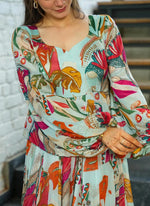 Thumbnail for Vegaa Fashion Multi Color Heavy Air Tex Chinon Silk Digital Print Designer Gown - Distacart