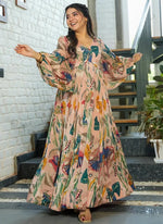 Thumbnail for Vegaa Fashion Multi Color Heavy Air Tex Chinon Silk Digital Print Designer Gown - Distacart
