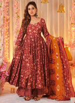 Thumbnail for Vegaa Fashion Red Muslin Digital Print Designer Salwar Suit - Distacart