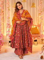 Thumbnail for Vegaa Fashion Red Muslin Digital Print Designer Salwar Suit - Distacart