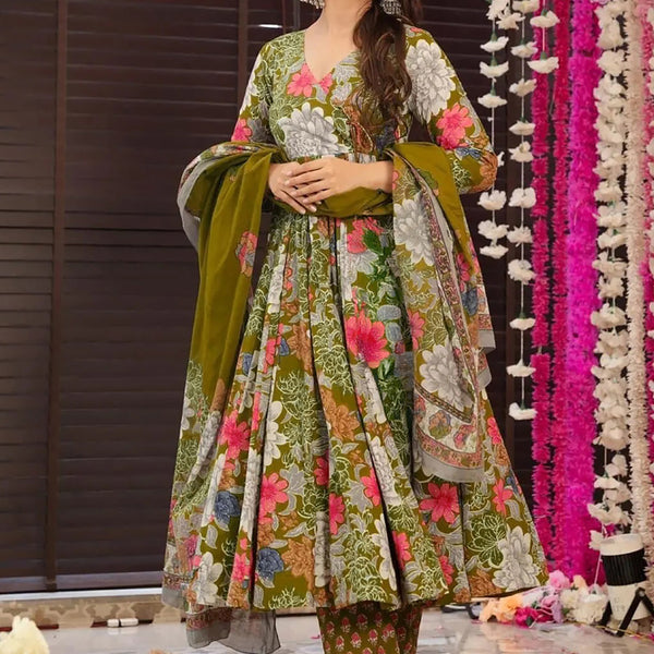 Vegaa Fashion Mehndi Muslin Digital Print Designer Salwar Suit - Distacart