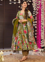 Thumbnail for Vegaa Fashion Mehndi Muslin Digital Print Designer Salwar Suit - Distacart