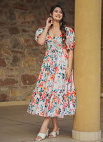 Thumbnail for Vegaa Fashion Off White Rayon Digital Print Designer Gown For Festive - Distacart