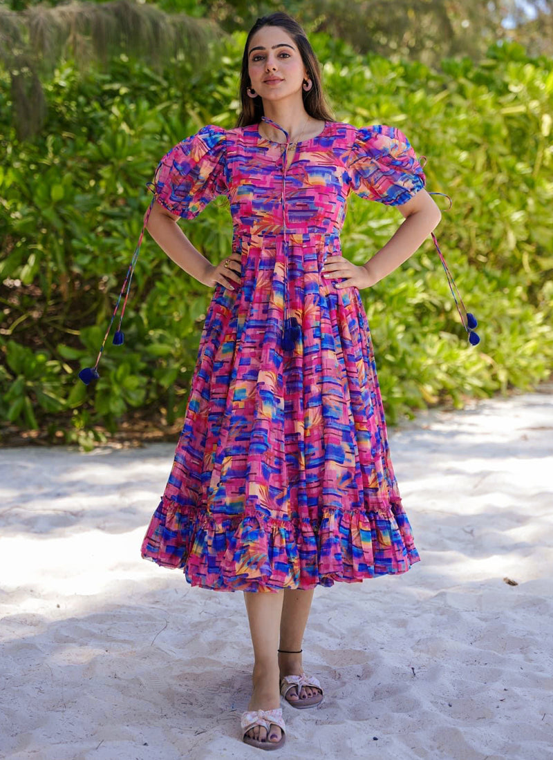 Vegaa Fashion Multicolor Rayon Digital Print Designer Gown For Festive - Distacart