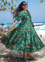 Thumbnail for Vegaa Fashion Green Reyon Digital Print Designer Gown For Festive - Distacart