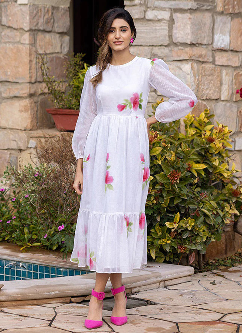 Vegaa Fashion Off White Rayon Kota Checks Digital Print Kurti - Distacart