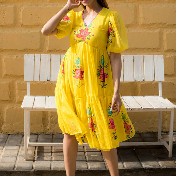 Vegaa Fashion Yellow Rayon Kota Checks Digital Print Kurti - Distacart