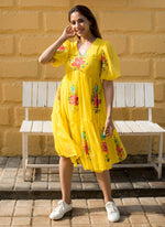 Thumbnail for Vegaa Fashion Yellow Rayon Kota Checks Digital Print Kurti - Distacart