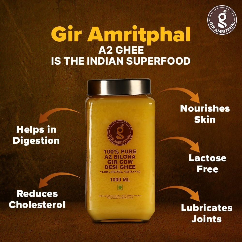 Giramritphal A2 Pure Desi Gir Cow Ghee Vedic Bilona Method - Distacart