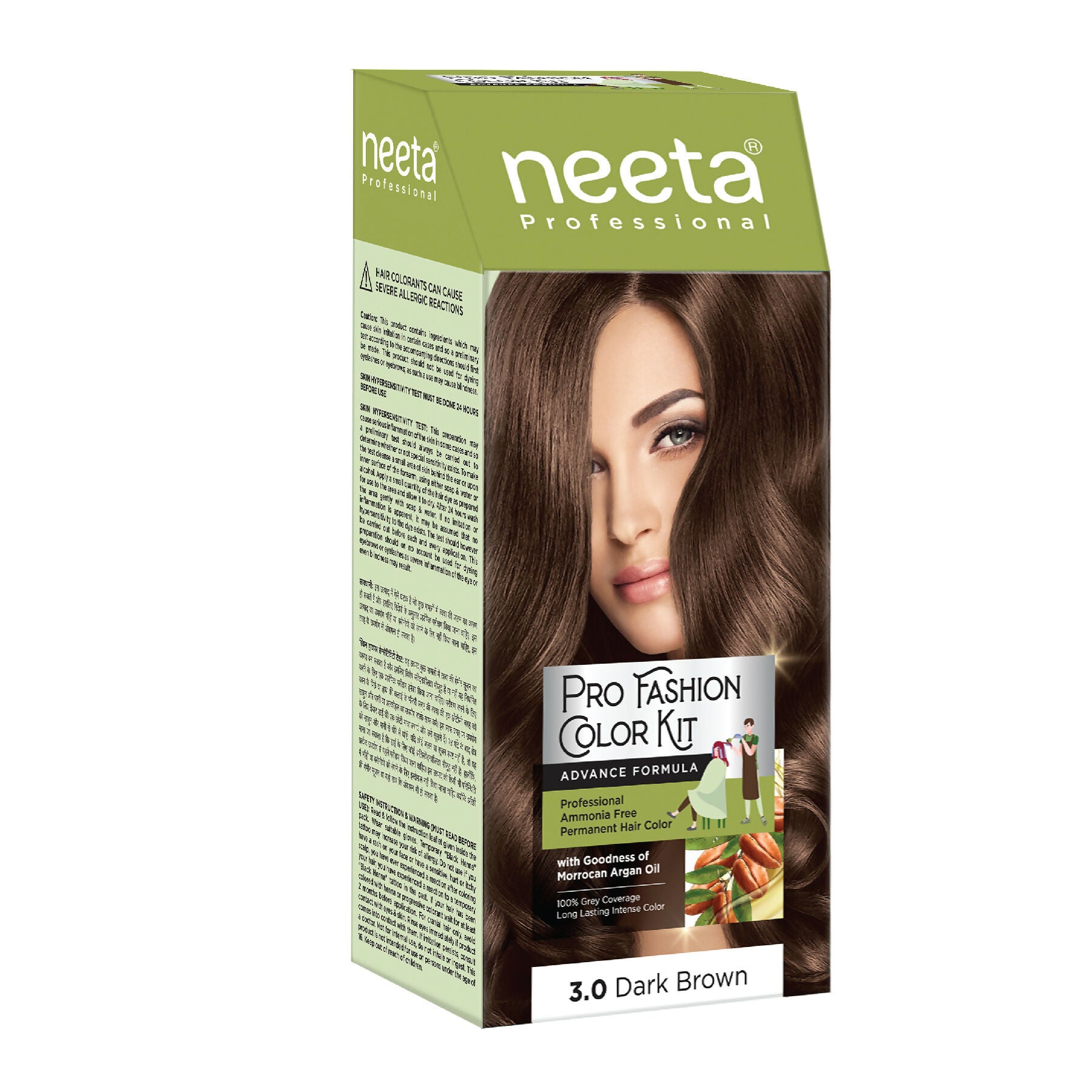 Neeta Professional Fashion Color Kit Permanent Hair Color Dark Brown 3.0 - Distacart