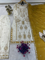 Thumbnail for Teeya Creation White Color Chinon Silk Party Wear Trending Palazzo Set - Distacart