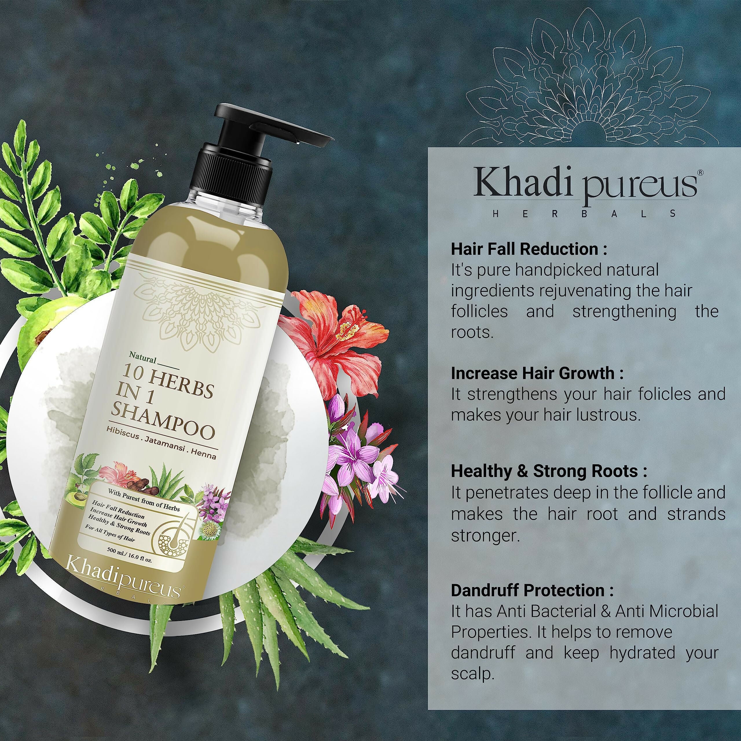 Khadi Pureus Herbals Shreekesha 10 Herbs in 1 Shampoo - Distacart