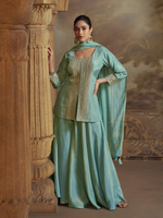 Thumbnail for Anaita Sky Blue Georgette Readymade Suit with Embroidery Work - Distacart