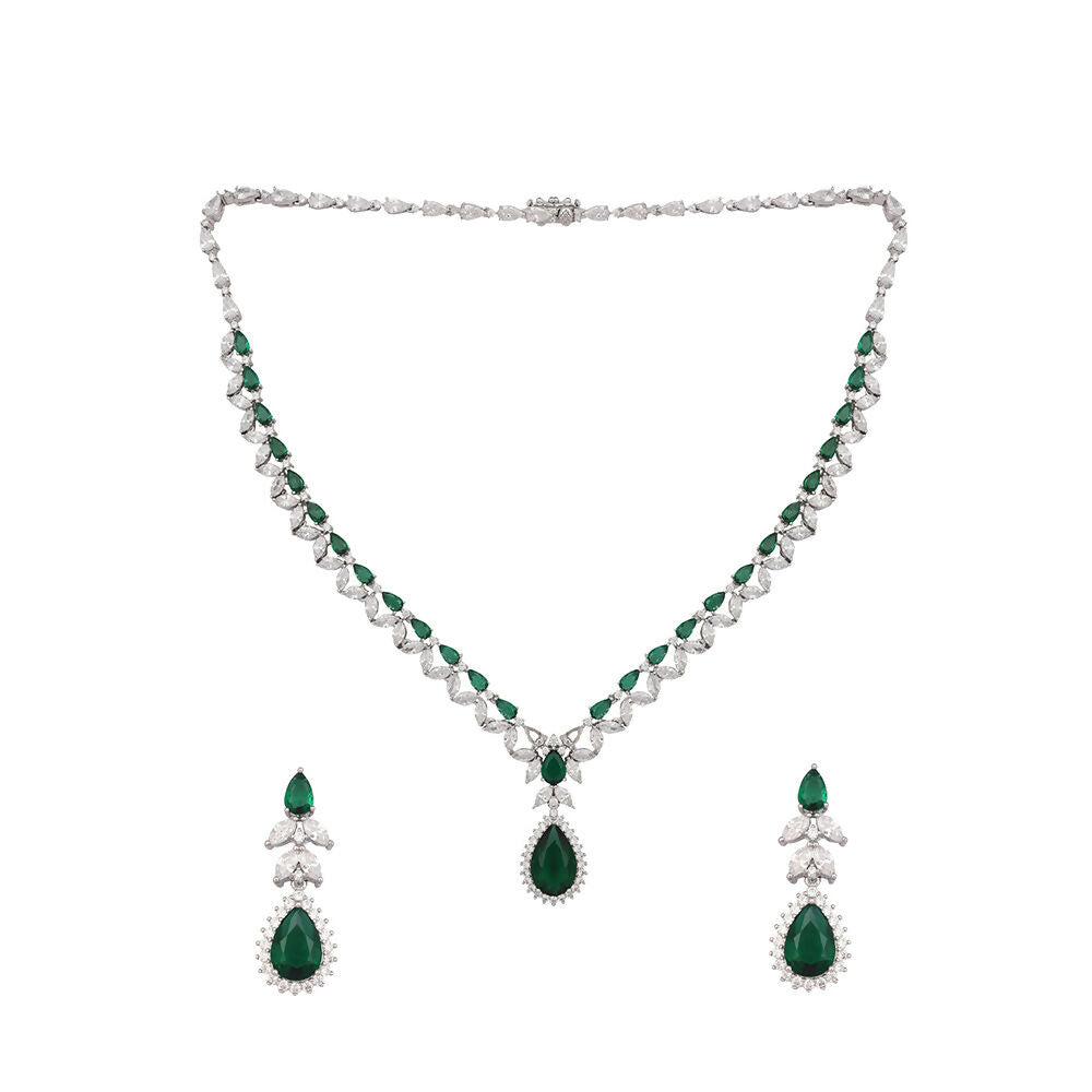Nuyug Celestial Emerald Cubic ZIrcon Necklace Set