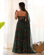 Thumbnail for Joban Fashion Bottle Green Kurta Set Chiffon Sequin Embroidery Work - Distacart