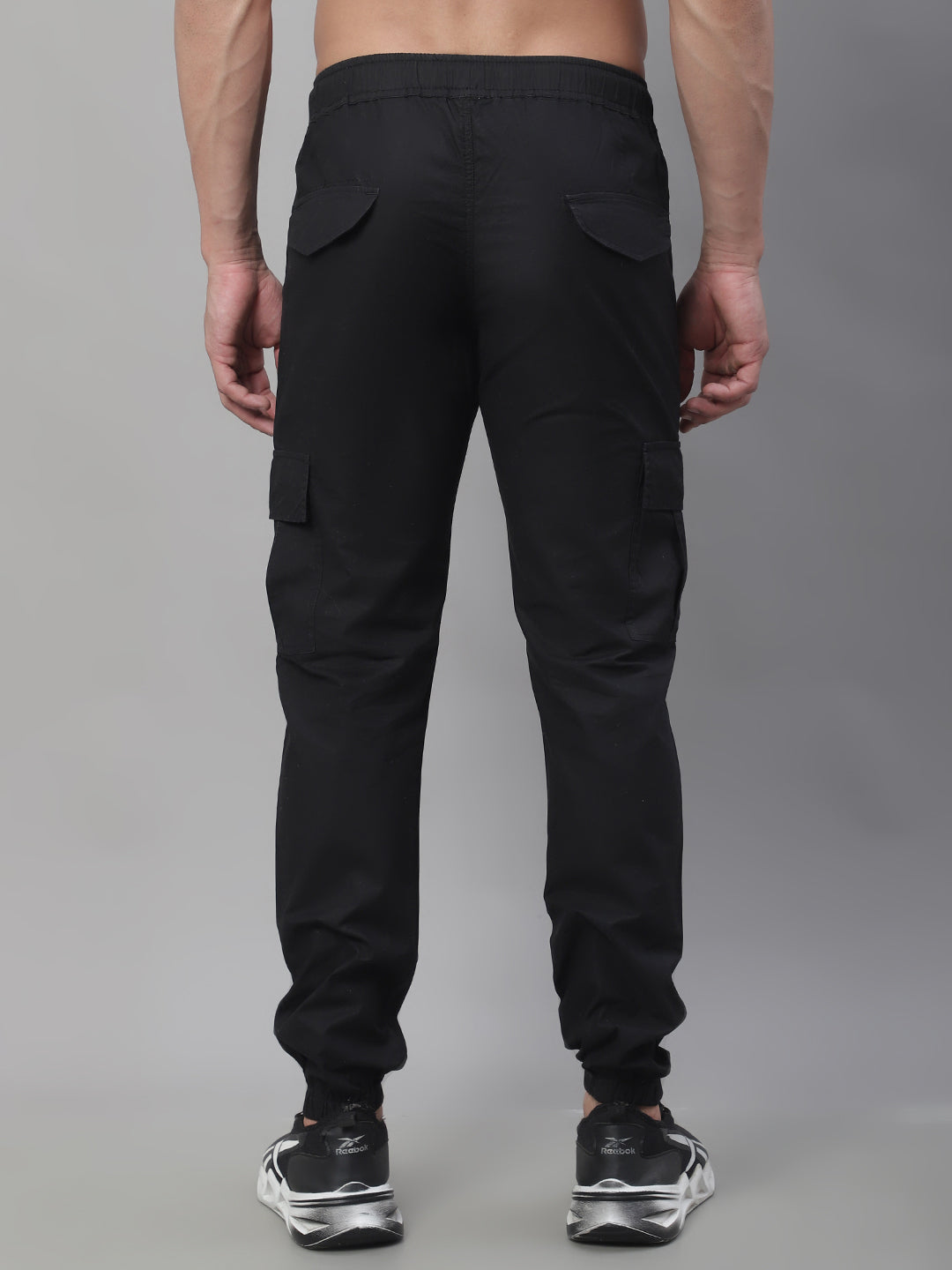 Jainish Men's Casual Cotton Solid Cargo Pants - Black - Distacart