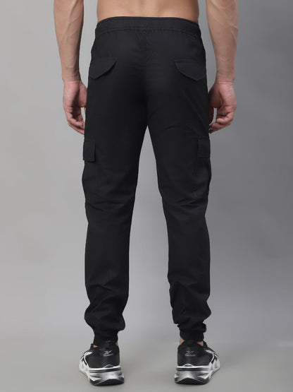 Jainish Men's Casual Cotton Solid Cargo Pants - Black - Distacart