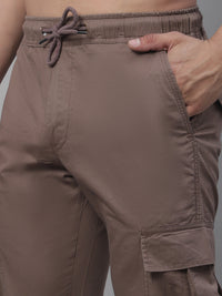 Thumbnail for Jainish Men's Casual Cotton Solid Cargo Pants - Brown - Distacart